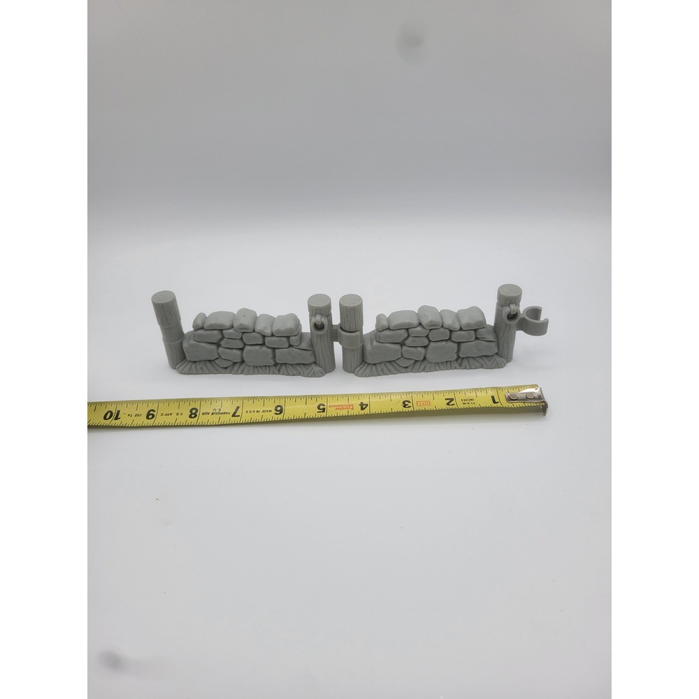 Vintage Gray Stone Wall Toy Playset Accessory Interlocking Plastic Fence 8.5in